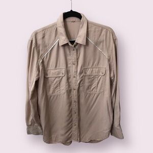 Free People Womens Tencel Soft Lightweight Long Sleeve Button Down Shirt Size S